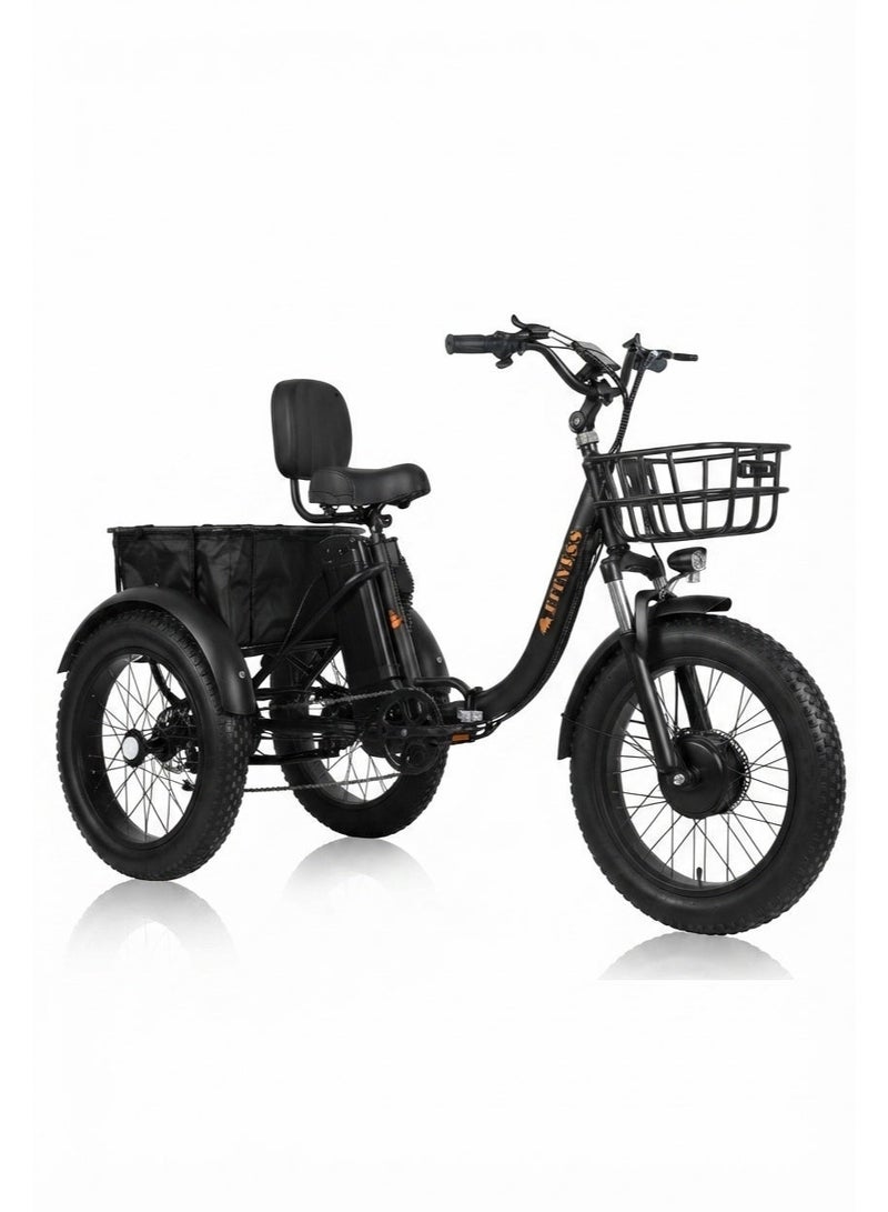 Fitness Foldable Electric Tricycle for Adults, 20" x 4.0 Fat Tire, 3-Wheel E-Trike, Peak 720W Motor, 48V 13Ah Battery, Black - Image 1