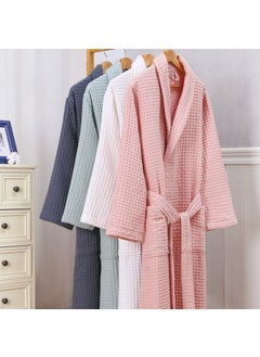 Generic Cotton Waffle Bathrobe Couples Thickened Long Towel Pink 