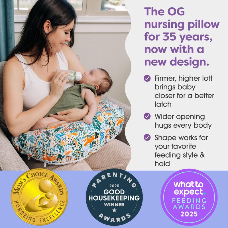 Boppy Nursing Pillow - Ergonomic Bottle & Breastfeeding Pillow with High, Firm, Large Area, Water-Repellent Cushion with Washable Cover; Baby Safety Alliance Verified - Colorful Forest Animals - Image 3