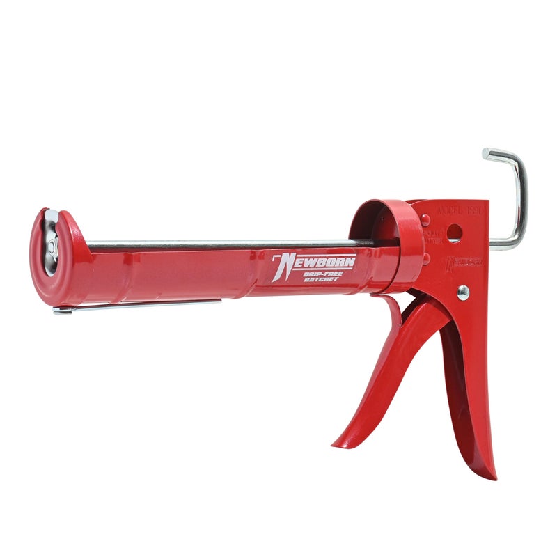 Newborn 189D Drip-Free Super Ratchet Rod Cradle Caulking Gun, 1/10 Gallon Cartridge, 6:1 Thrust Ratio, Red - Image 1