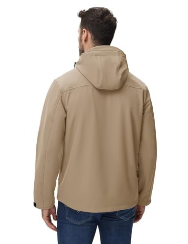 Rdruko Men's Softshell Fleece Jacket Outdoor Waterproof Hooded Insulated Windbreaker Military Tactical Jackets Khaki 2XL - Image 2
