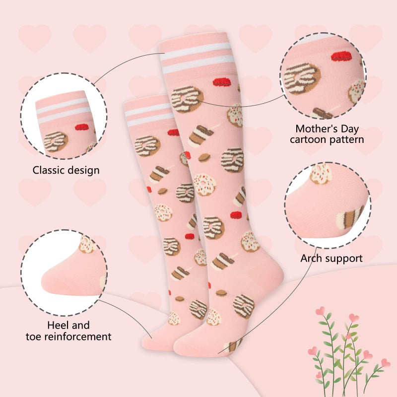 fenglaoda Compression Socks Women Men 6 Pairs, Knee High Best Support Circulation Socks for Running, Travel, Flight, Nurse - Image 2