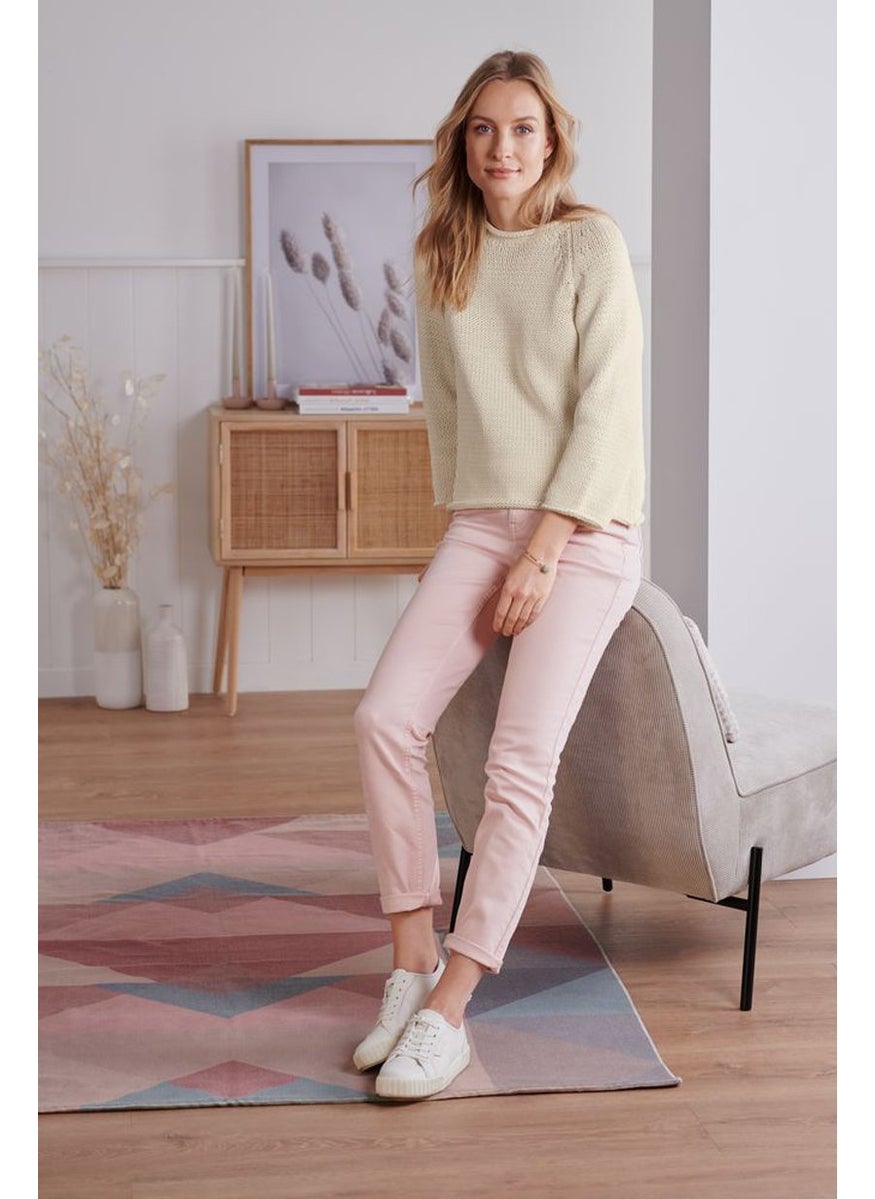 Tchibo Women Textured Long Sleeve Sweater, Beige  - Image 1