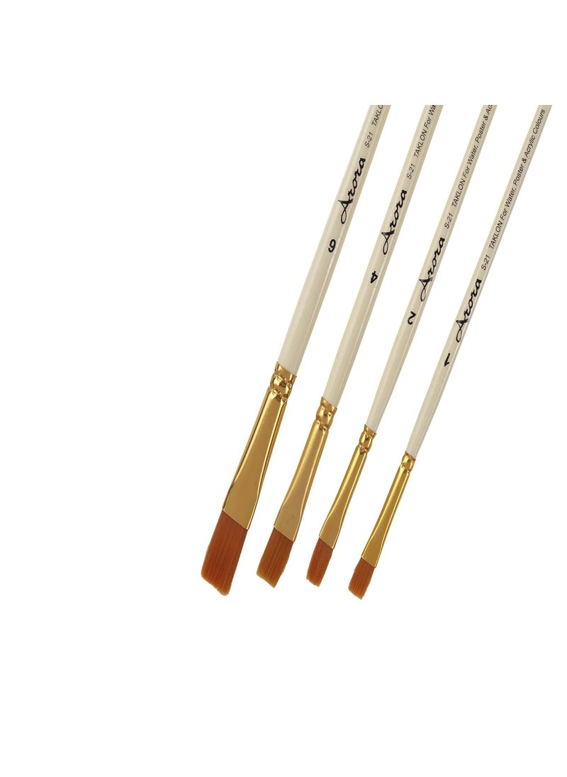 Arora Arora Synthetic Flat Painting Brush Set of 4pc for Watercolor and Acrylic Painting  - Image 2