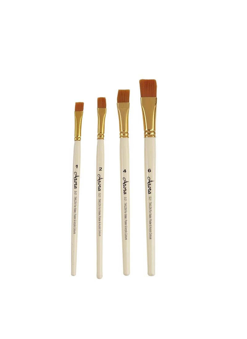Arora Arora Synthetic Flat Painting Brush Set of 4pc for Watercolor and Acrylic Painting  - Image 3