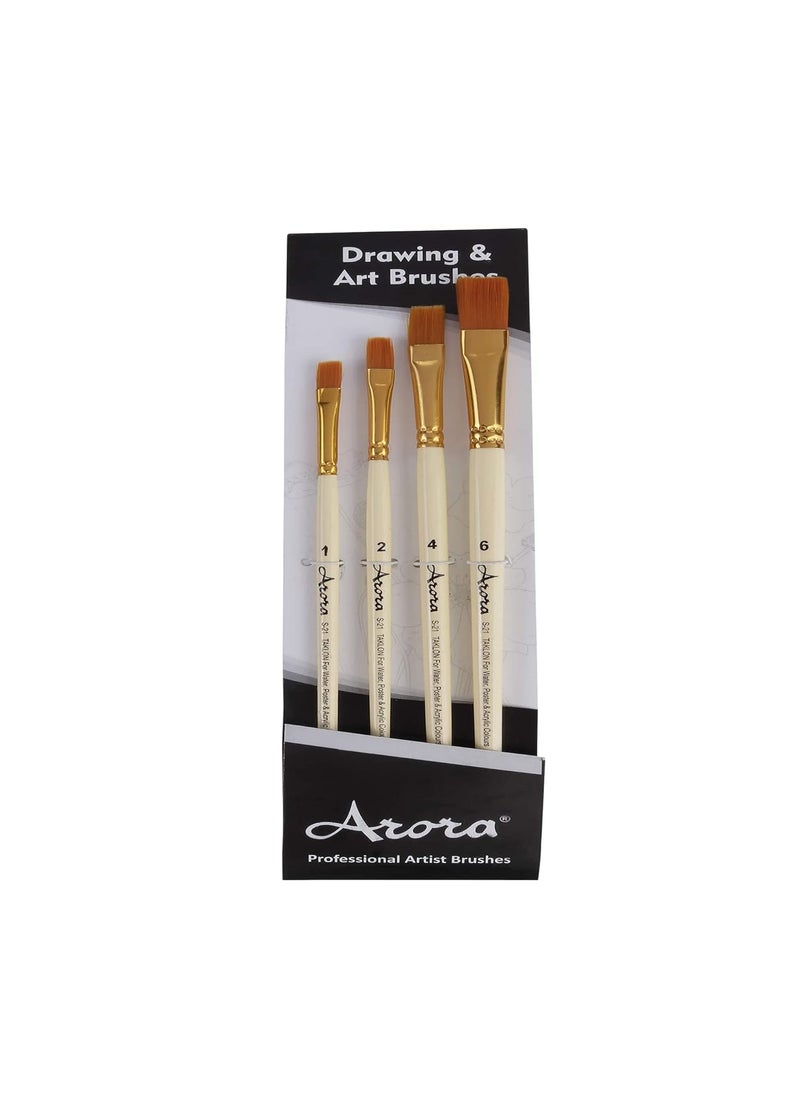 Arora Arora Synthetic Flat Painting Brush Set of 4pc for Watercolor and Acrylic Painting  - Image 4