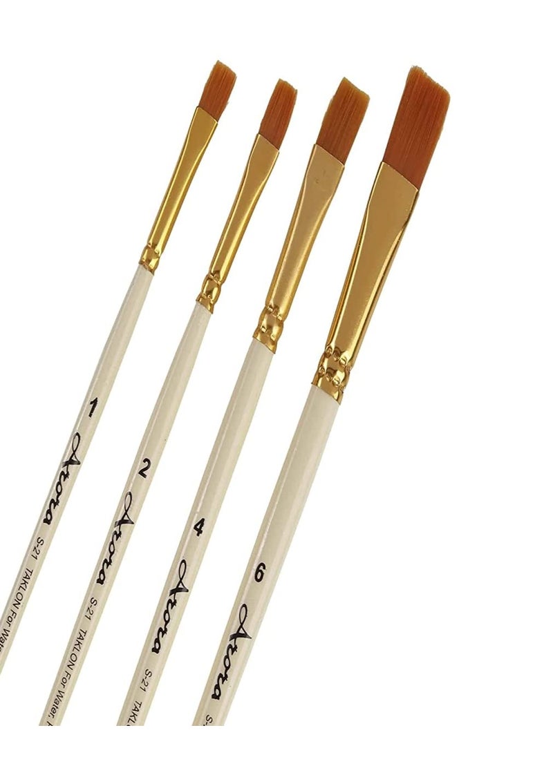 Arora Arora Synthetic Flat Painting Brush Set of 4pc for Watercolor and Acrylic Painting  - Image 1