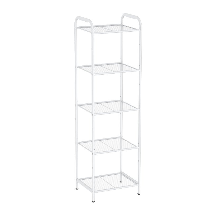 MAX Houser Storage Rack with ShelfIndustrial Style Extendable Plant Stand Standing Shelf Units for Kitchen Bathroom OfficeLiving Room Balcony Kitchen White 5 Tier