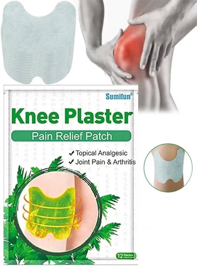 12 Pcs Knee Plaster Pain Relief Patch Self Adhesive Heat Pads for Knee and Joint Pain Relief Circulation Relieve Inflammation Muscles Joints Pain Relief Heat Patch Knee Pain Relief Patch