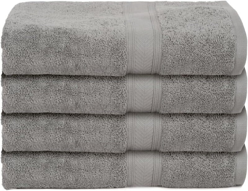 Casa Lino 500 GSM 4 Pack Bath Towels (27x54)  100% Pure Cotton  Luxury Bath Towels  Lightweight & Highly Absorbent  Quick Drying Towels for Bathroom  for Daily Use Bathroom  Silver