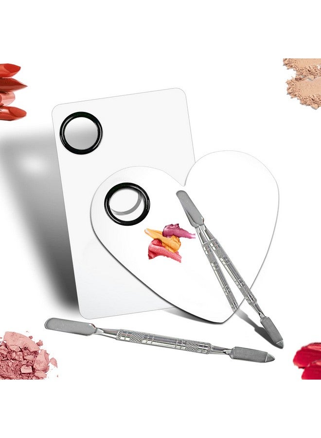 Penugo Upgrade Mixing Makeup Palette Heart Stainless Steel Cosmetic Palette With Spatula Tool Nail Art Mixing Palette For Cosmetic Pigment Blending - Image 2