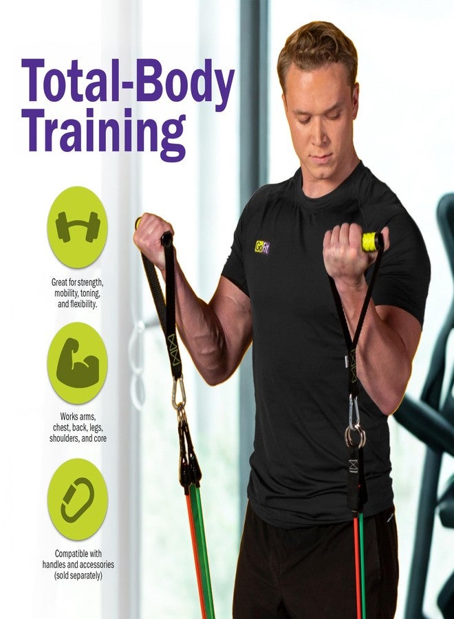GoFit Pro-Grade Power Tubes with Handles – 30 lbs Resistance Bands for Strength Training, Bodybuilding, Fitness, and Home Workouts – Green Exercise Band - Image 3