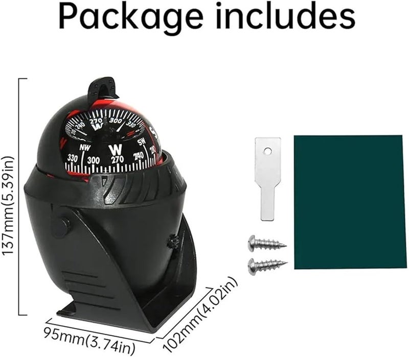 Black Marine Boat Compass with LED Light Waterproof Nautical Sea Navigation - Image 5