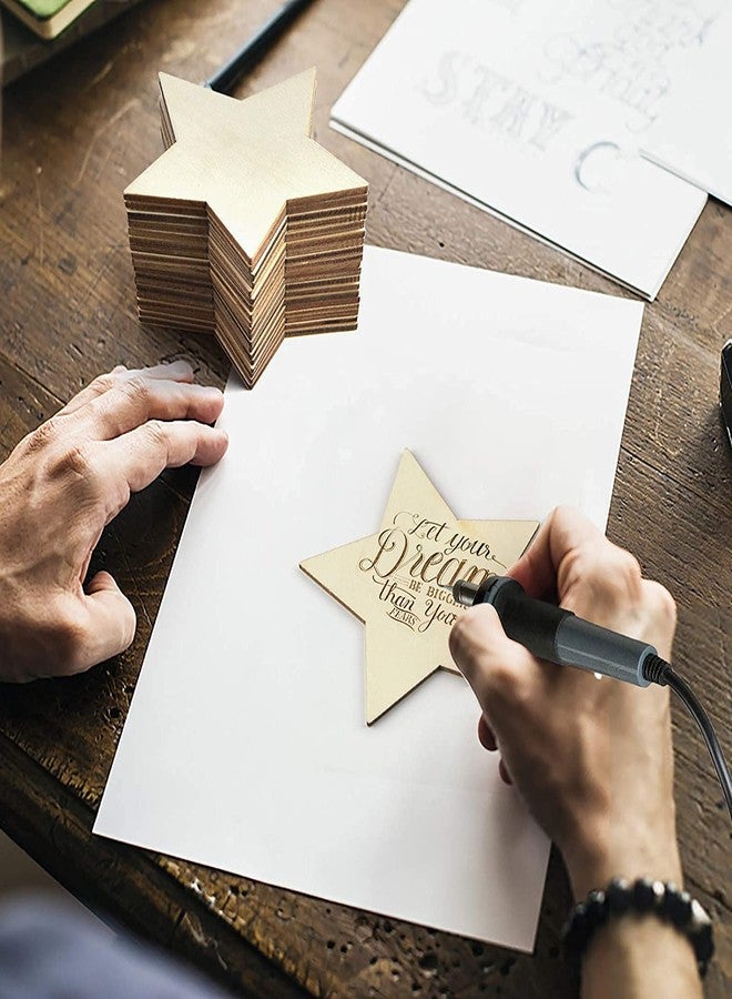 PD Craftozone Star Shape Unfinished 2.5mm Thick MDF Pine Wood Pieces, Blank Wood Pieces Wooden Cutouts Ornaments for Craft Project and Party Wedding Decoration (2 inch, 10) - Image 4