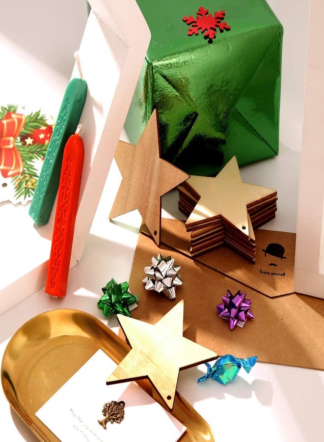 PD Craftozone Star Shape Unfinished 2.5mm Thick MDF Pine Wood Pieces, Blank Wood Pieces Wooden Cutouts Ornaments for Craft Project and Party Wedding Decoration (2 inch, 10) - Image 2