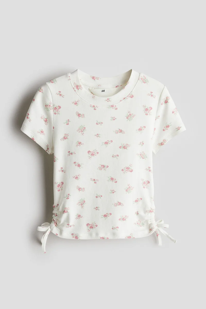 اتش اند ام Drawstring-detail jersey top