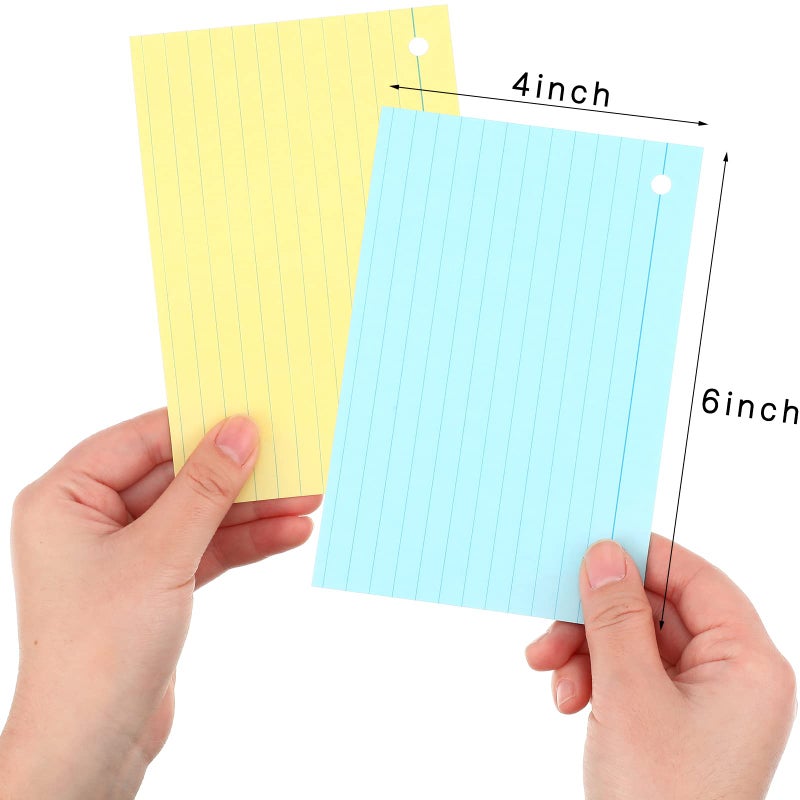 Epakh 300 Pieces Back to School Index Cards 180 GSM Thick Flashcards with Rings Punched Index Flashcards on a Ring Ruled Note Cards for Adults Home(4 x 6 Inch,Light Color) - Image 4