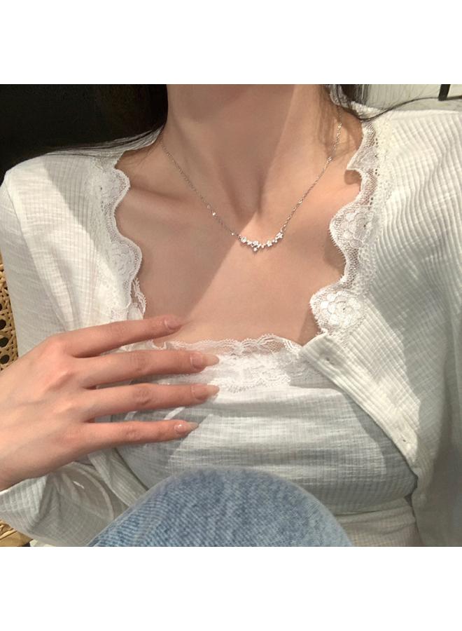High-end Luxury Titanium Steel Necklace Female Niche Design Hot Girl Pearl Clavicle Chain Fashion Joker Accessories 