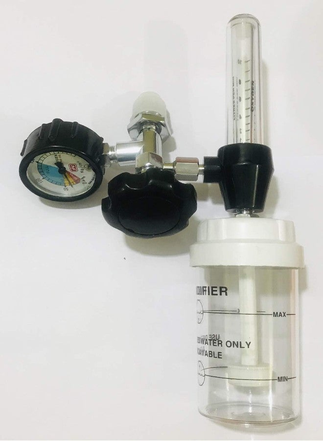 Meditech Oxygen flow meter with humidifier bottle and fine adjustment valve