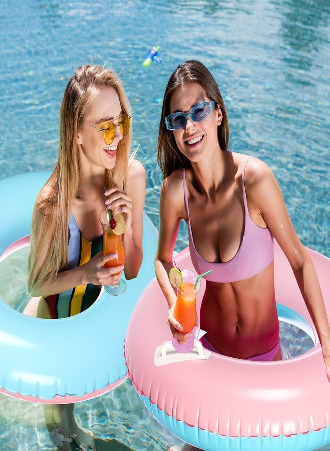 ShinyRelief مجموعة عوامات حمام سباحة قابلة للنفخ من ShinyRelief، 3 قطع، 33 بوصة، مع مقبض، حلقات سباحة على شكل ماكارون، أنابيب داخلية، عوامات حمام سباحة، سباحة شاطئية، حفلة توديع العزوبية الصيفية (أصفر، أزرق) - Image 4