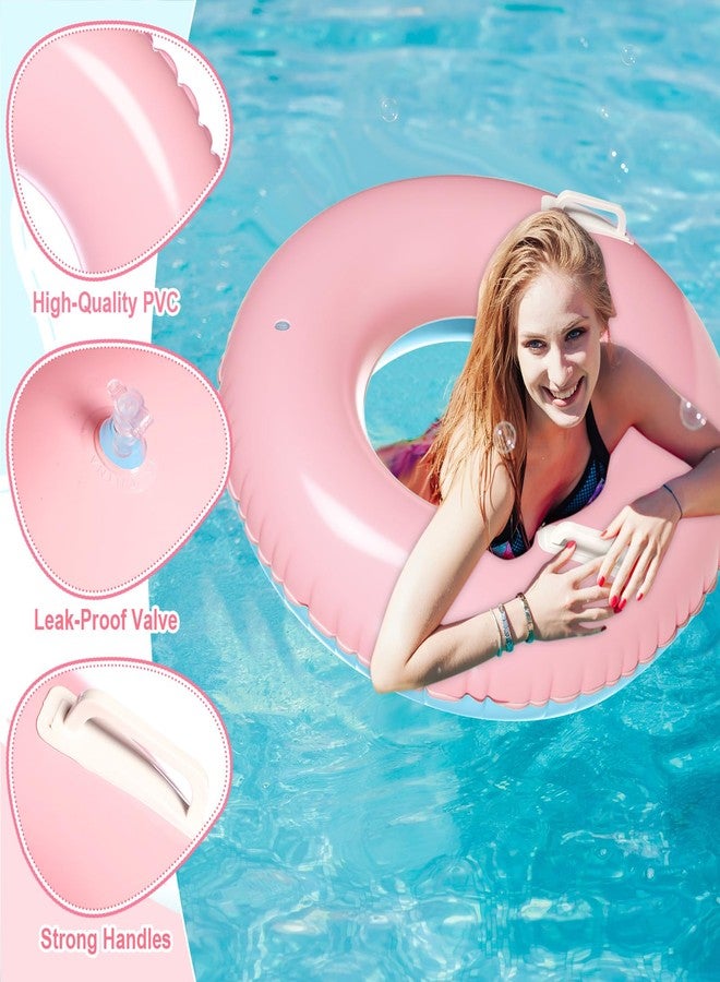 ShinyRelief مجموعة عوامات حمام سباحة قابلة للنفخ من ShinyRelief، 3 قطع، 33 بوصة، مع مقبض، حلقات سباحة على شكل ماكارون، أنابيب داخلية، عوامات حمام سباحة، سباحة شاطئية، حفلة توديع العزوبية الصيفية (أصفر، أزرق) - Image 3