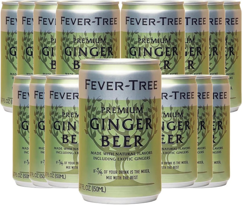 FEVER TREE Fever-Tree Premium Ginger Beer - Non-Alcoholic Mixer with Natural Flavors - 15 x 150ml Cans - Image 1