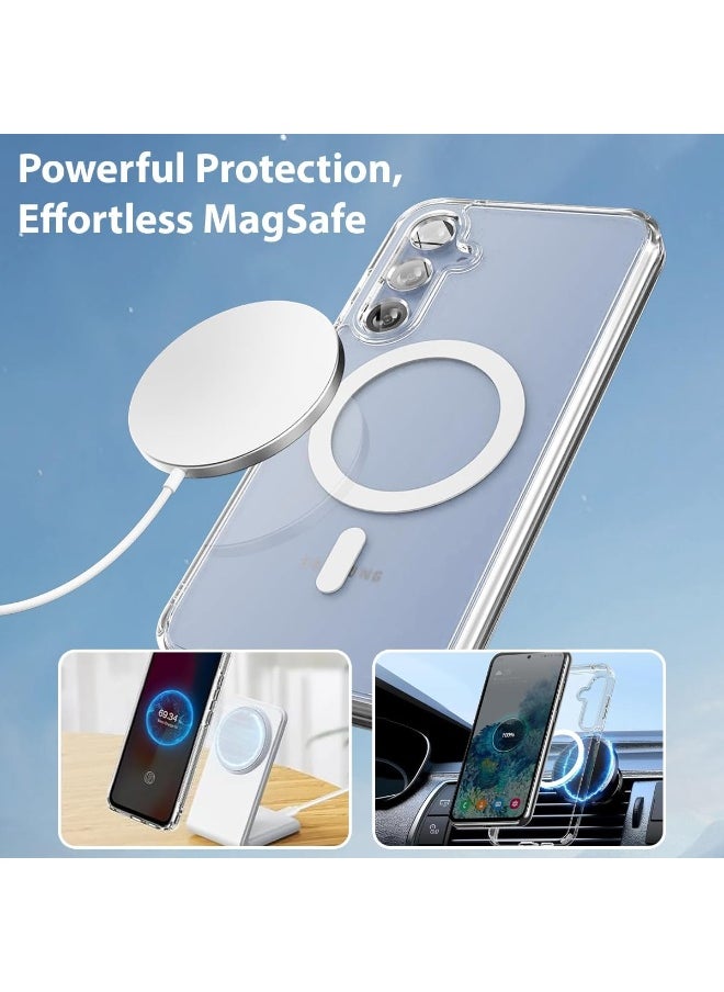 Raxoom - Clear Case for Samsung Galaxy S25 Plus 5G 2025, Magnetic Cover Compatible with MagSafe, Hard Back Slim Shockproof Bumper, Support Wireless Charging - Image 1