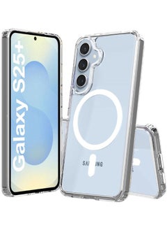 Clear Case for Samsung Galaxy S25 Plus 5G 2025, Magnetic Cover Compatible with MagSafe, Hard Back Slim Shockproof Bumper, Support Wireless Charging