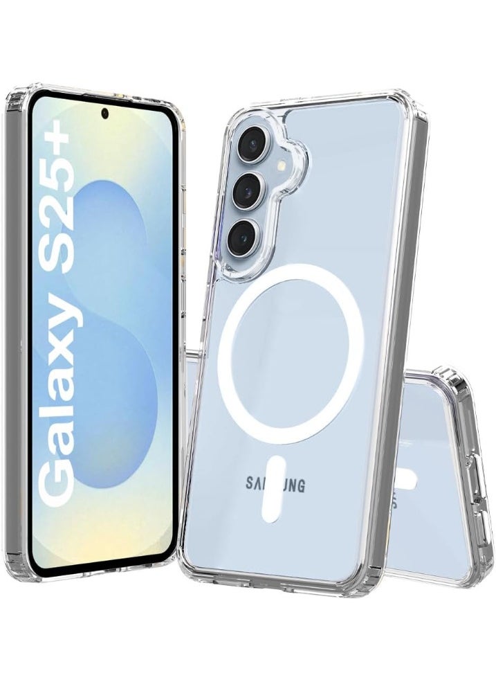 Raxoom - Clear Case for Samsung Galaxy S25 Plus 5G 2025, Magnetic Cover Compatible with MagSafe, Hard Back Slim Shockproof Bumper, Support Wireless Charging - Image 1
