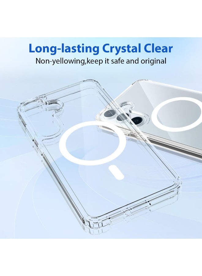 Raxoom - Clear Case for Samsung Galaxy S25 Plus 5G 2025, Magnetic Cover Compatible with MagSafe, Hard Back Slim Shockproof Bumper, Support Wireless Charging - Image 1