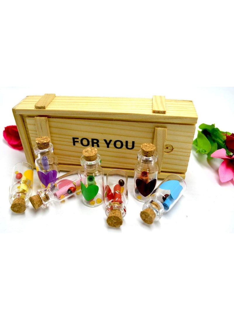 Great Art - Great Art Message Bottle Handwritten Quotes Wooden Box Valentine Gifts for Loved Ones, Birthday Anniversary Return Gifts Best Surprise Gift for Love Partner (Message Bottle) - Image 1