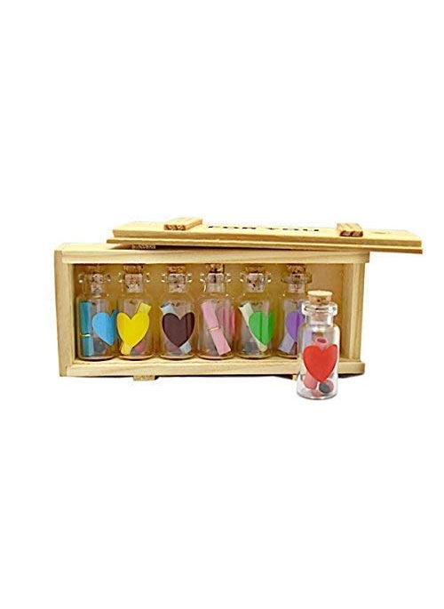 Great Art - Great Art Message Bottle Handwritten Quotes Wooden Box Valentine Gifts for Loved Ones, Birthday Anniversary Return Gifts Best Surprise Gift for Love Partner (Message Bottle) - Image 1