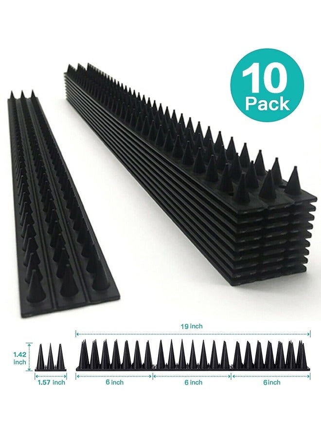 Generic Bird Spikes 10 Pack Bird Deterrent Spikes for Small Birds Squirrel Crow Bird Defender Spikes for Outside to Keep Birds Away , Plastic Fence Spikes for Roof and Railing , Keep Birds Pigeon Woodpecker Away Device Outdoor,10 Pack Bird Pigeon Squirrel Raccoon Cat Deterrent Spikes Outside Anti Bird Defender Spikes Outdoor to Keep Birds Away and Keep Birds from Building Nest,Defender Spikes - Keep Pigeon, Cat & More Birds Away from Fences and Roof, Anti Theft Climb Strips  - Image 2