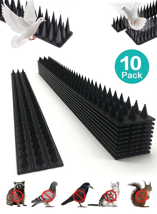 Generic Bird Spikes 10 Pack Bird Deterrent Spikes for Small Birds Squirrel Crow Bird Defender Spikes for Outside to Keep Birds Away , Plastic Fence Spikes for Roof and Railing , Keep Birds Pigeon Woodpecker Away Device Outdoor,10 Pack Bird Pigeon Squirrel Raccoon Cat Deterrent Spikes Outside Anti Bird Defender Spikes Outdoor to Keep Birds Away and Keep Birds from Building Nest,Defender Spikes - Keep Pigeon, Cat & More Birds Away from Fences and Roof, Anti Theft Climb Strips  - Image 1