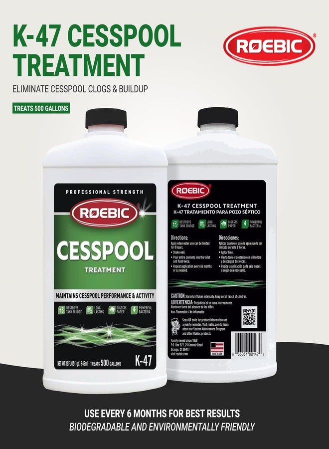 Roebic K-47-Q Cesspool Treatment: Prevents Clogging, Buildup, Exclusive Bacteria Digests Paper, Destroys Sludge - 32 Ounces, White/Green - Image 2