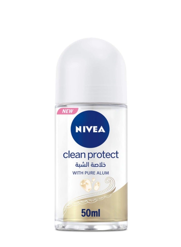 Nivea Nivea Clean Protect with Pure Shabba Deodorant for Women Roll-On , 50 ml