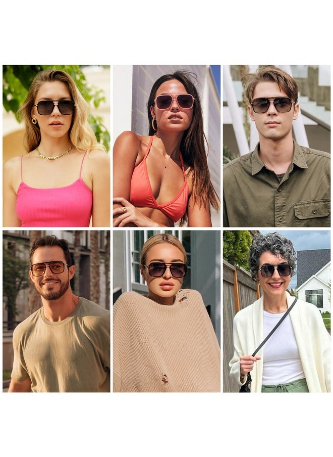 Sojos Sunglasses For Women & Men, Square, Retro, Polarized Lens, Trendy Aviator, 90S Shades (Sj2229, Yellow Tortoise Green)  - Image 2