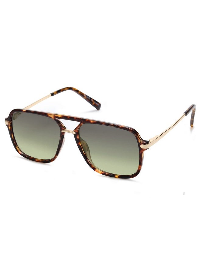 Sojos Sunglasses For Women & Men, Square, Retro, Polarized Lens, Trendy Aviator, 90S Shades (Sj2229, Yellow Tortoise Green)  - Image 3
