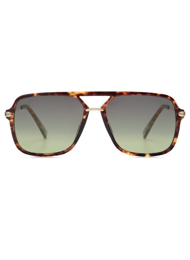 Sojos Sunglasses For Women & Men, Square, Retro, Polarized Lens, Trendy Aviator, 90S Shades (Sj2229, Yellow Tortoise Green)  - Image 1