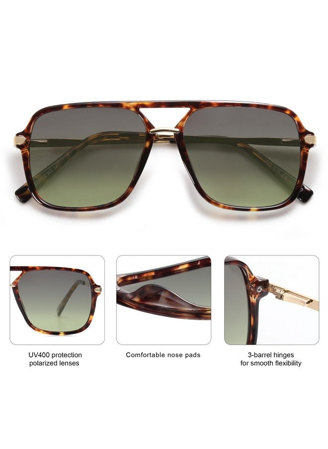 Sojos Sunglasses For Women & Men, Square, Retro, Polarized Lens, Trendy Aviator, 90S Shades (Sj2229, Yellow Tortoise Green)  - Image 4