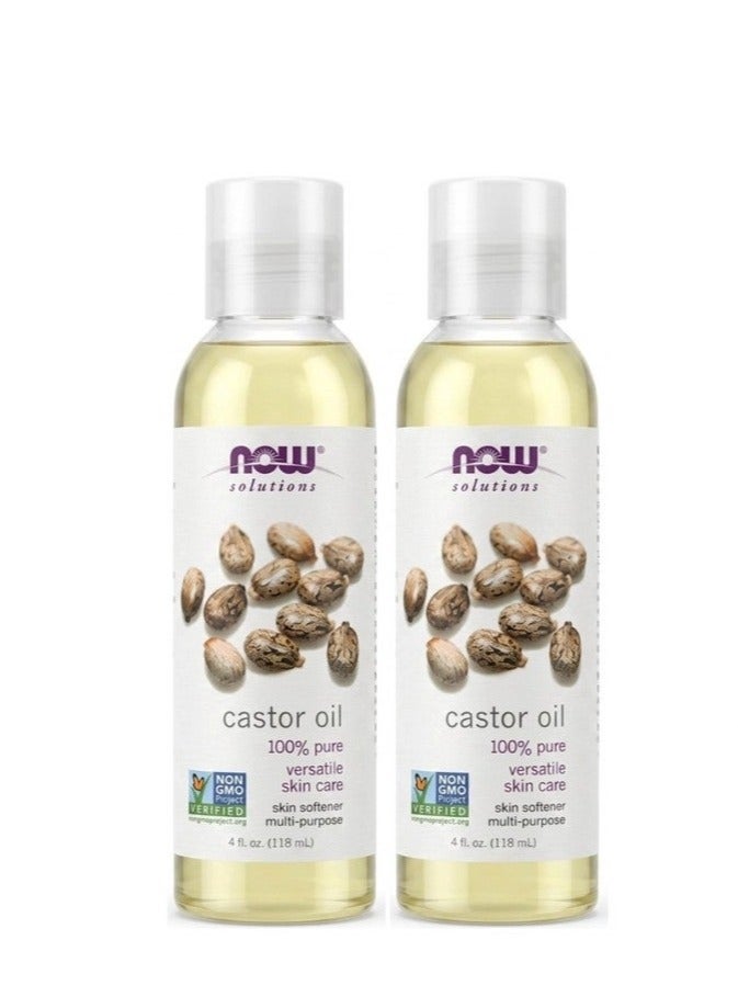 NOW Foods Castor Oil 118ml for Hair and Skin Care 2 pcs