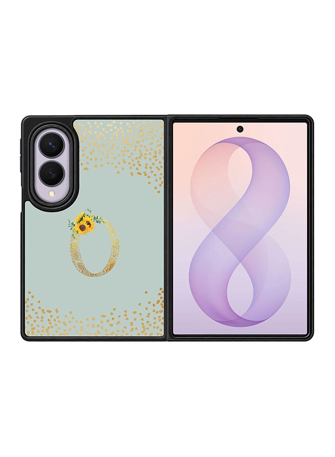 Stylizedd Rugged Case for Samsung Galaxy Z Fold8- Slim Fit Hybrid Rubber Cover Sunflower Monogram - O (Light Grey)