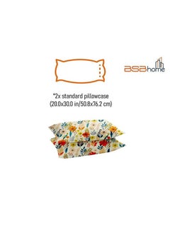 BSB HOME BSB HOME Kingston Collection Super King Size Bedsheets with 2 King Size Pillow Covers| Luxury Soft Sheets (3pcs Set) |108x108 inches, (White & Multicolour, Cotton)  - Image 4