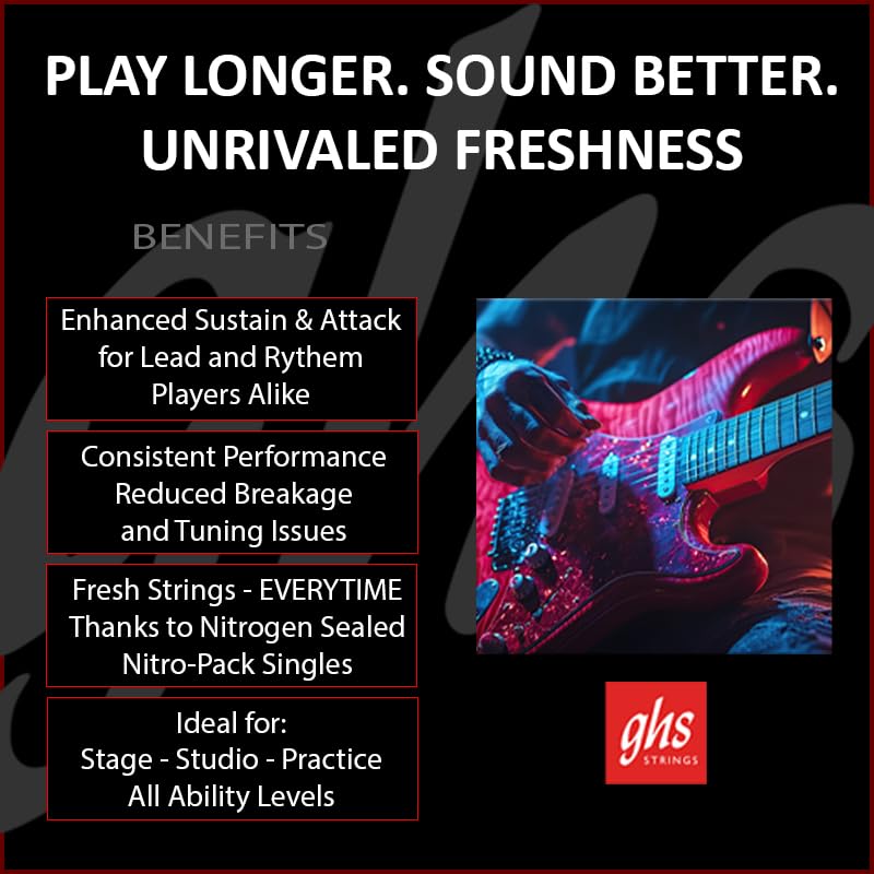 GHS Strings, GB10 1/2 Boomers, Nickel Plated Steel Electric Guitar Strings, Legendary Strength, Consistent Intonation, Long Lasting Brightness, Tone & Sustain. For 6-String Guitar, 10.5-48, LT+ Gauge - Image 3