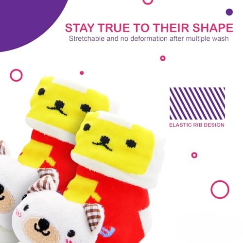 CUTEABLY Baby Boys New Born Baby Cotton Cartoon Face Regular Socks Shoes, 0-6 Months, Assorted - Image 3