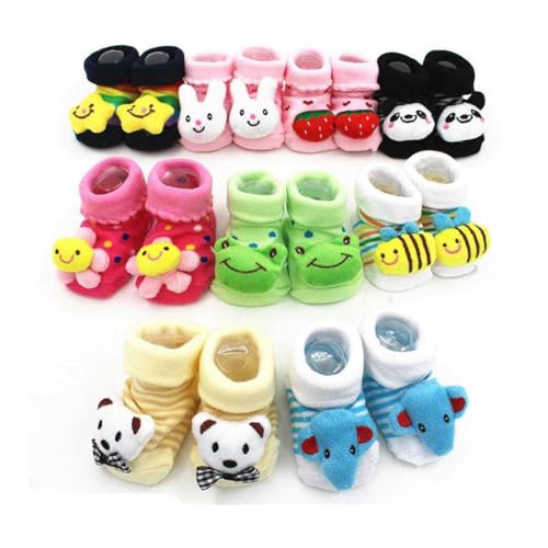 CUTEABLY Baby Boys New Born Baby Cotton Cartoon Face Regular Socks Shoes, 0-6 Months, Assorted - Image 1