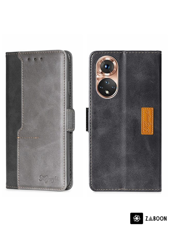 Zaboon Protective Case For Honor 50 Contrast Color Side Buckle Leather - Image 1