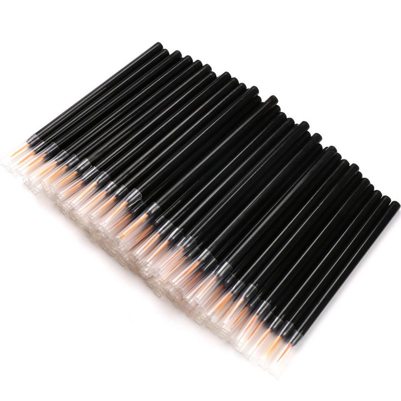 TygoMall 100pcs Disposable Eyeliner Makeup Brushes With Covers On the Hair, Makeup Eye Liner Tools Wands Applicator(Size: 9cm, Color: Black) - Image 1