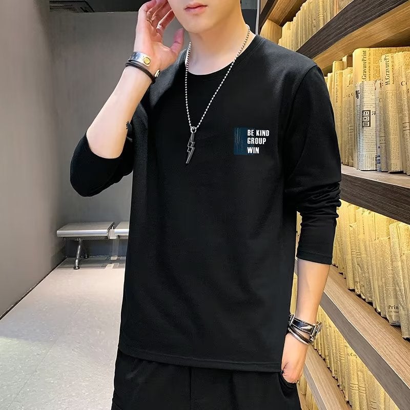 Round Neck Casual T-Shirt 2024 Autumn New Men'S Short Sleeve Trend Korean Casual Long Sleeve Spring Generation - Image 1