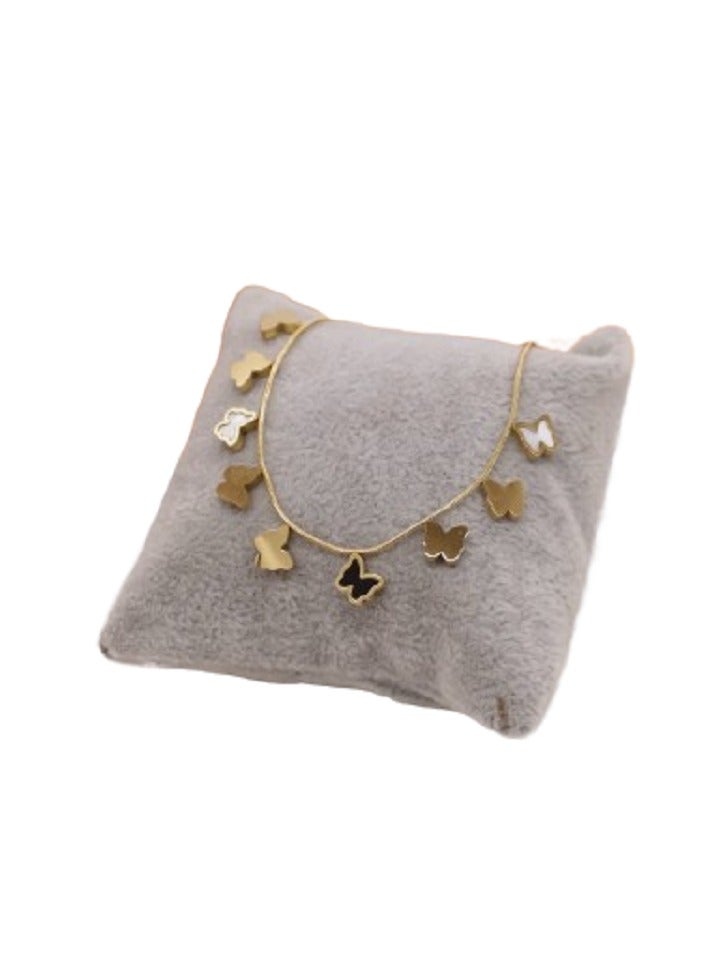 ورد سوار  المصنوع من الفولاذ المقاوم للصدأ بتصميم فراشة، لون ذهبي - Image 1